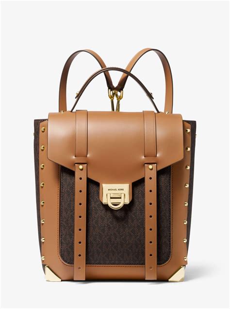 michael kors manhattan medium logo and leather backpack|Michael Kors manhattan contrast.